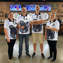 Load image into Gallery viewer, White Grunge Wolf Dart Shirt &amp; Pocket Option Custom Women's Dart Jersey |Blue TDM5441