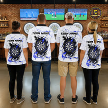 Load image into Gallery viewer, White Grunge Wolf Dart Shirt &amp; Pocket Option Custom Women's Dart Jersey |Blue TDM5441