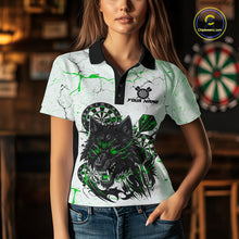 Load image into Gallery viewer, White Grunge Wolf Dart Shirt &amp; Pocket Option Custom Women' Dart Jersey|Green TDM5442