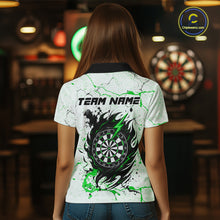 Load image into Gallery viewer, White Grunge Wolf Dart Shirt &amp; Pocket Option Custom Women' Dart Jersey|Green TDM5442