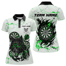 Load image into Gallery viewer, White Grunge Wolf Dart Shirt &amp; Pocket Option Custom Women' Dart Jersey|Green TDM5442