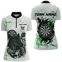 Load image into Gallery viewer, White Grunge Wolf Dart Shirt &amp; Pocket Option Custom Women' Dart Jersey|Green TDM5442