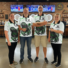 Load image into Gallery viewer, White Grunge Wolf Dart Shirt &amp; Pocket Option Custom Women' Dart Jersey|Green TDM5442