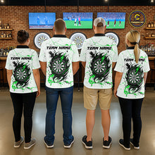 Load image into Gallery viewer, White Grunge Wolf Dart Shirt &amp; Pocket Option Custom Women' Dart Jersey|Green TDM5442