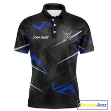 Load image into Gallery viewer, Black And Blue 8 Ball Crown Billiard Shirt For Men Custom Pool Team Jersey Polo &amp; 1/4 Zip TDM5922