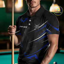 Load image into Gallery viewer, Black And Blue 8 Ball Crown Billiard Shirt For Men Custom Pool Team Jersey Polo &amp; 1/4 Zip TDM5922