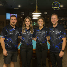 Load image into Gallery viewer, Black And Blue 8 Ball Crown Billiard Shirt For Men Custom Pool Team Jersey Polo &amp; 1/4 Zip TDM5922