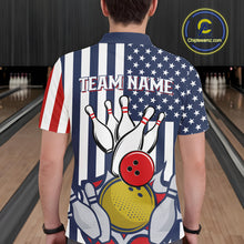 Load image into Gallery viewer, Custom Bowling Balls American Flag Bowling Shirt For Men, Patriotic Bowling Jersey Polo &amp; 1/4 Zip TDM6517