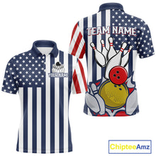 Load image into Gallery viewer, Custom Bowling Balls American Flag Bowling Shirt For Men, Patriotic Bowling Jersey Polo &amp; 1/4 Zip TDM6517