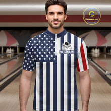 Load image into Gallery viewer, Custom Bowling Balls American Flag Bowling Shirt For Men, Patriotic Bowling Jersey Polo &amp; 1/4 Zip TDM6517