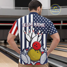 Load image into Gallery viewer, Custom Bowling Balls American Flag Bowling Shirt For Men, Patriotic Bowling Jersey Polo &amp; 1/4 Zip TDM6517
