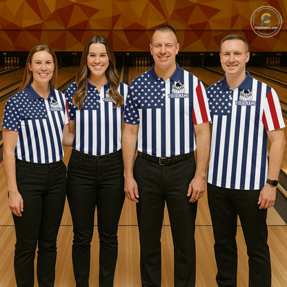 Custom Bowling Balls American Flag Bowling Shirt For Men, Patriotic Bowling Jersey Polo & 1/4 Zip TDM6517