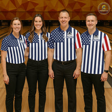 Load image into Gallery viewer, Custom Bowling Balls American Flag Bowling Shirt For Men, Patriotic Bowling Jersey Polo &amp; 1/4 Zip TDM6517