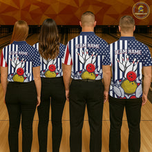 Load image into Gallery viewer, Custom Bowling Balls American Flag Bowling Shirt For Men, Patriotic Bowling Jersey Polo &amp; 1/4 Zip TDM6517
