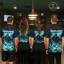 Load image into Gallery viewer, Turquoise Flaming Grim Reaper Billiard Shirt For Women Custom Pool Team Jersey Polo &amp; Quarter Zip TDM5740