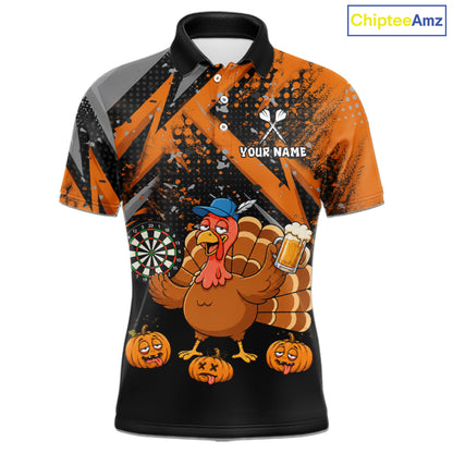 Personalized Funny Drunk Turkey Darts Jersey For Men Custom Pumpkin Thanksgiving Darts Team Shirts TDM7268