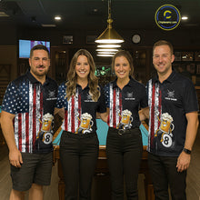 Load image into Gallery viewer, Funny Beer American Flag 8 Ball Billiard Shirt For Men Custom Pool Team Jersey Polo &amp; 1/4 Zip TDM5947