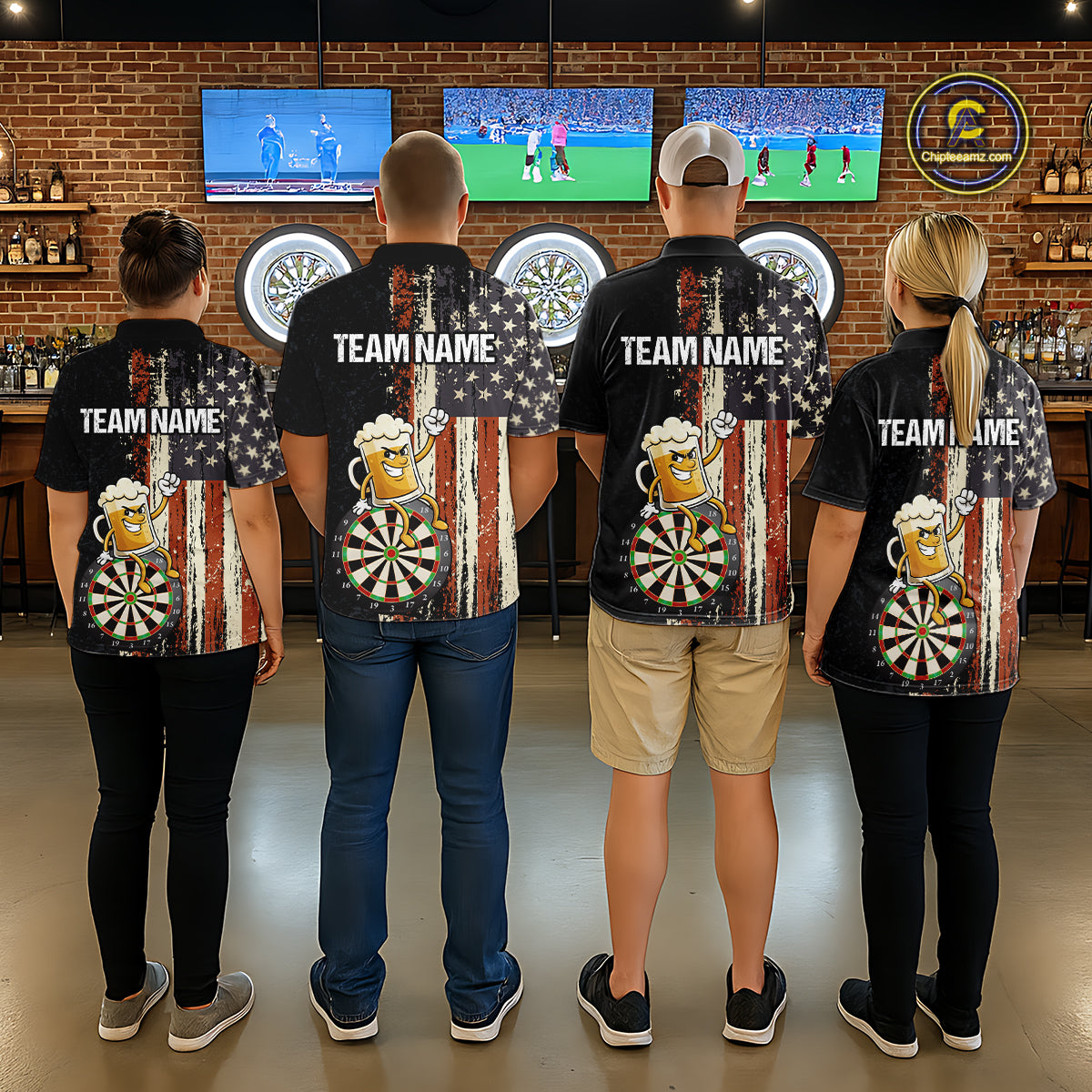 Vintage American Flag Funny Beer Darts Shirt For Women Custom Darts Jersey Team Polo & 1/4 Zip TDM5950