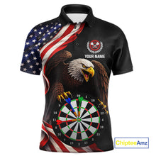 Load image into Gallery viewer, Personalized Eagle American Flag Darts Shirt For Men, Patriotic Darts Team Jersey Polo &amp; 1/4 Zip TDM6114