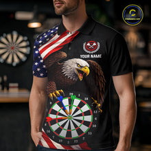 Load image into Gallery viewer, Personalized Eagle American Flag Darts Shirt For Men, Patriotic Darts Team Jersey Polo &amp; 1/4 Zip TDM6114