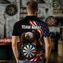 Load image into Gallery viewer, Personalized Eagle American Flag Darts Shirt For Men, Patriotic Darts Team Jersey Polo &amp; 1/4 Zip TDM6114