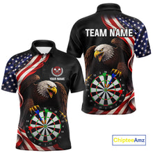 Load image into Gallery viewer, Personalized Eagle American Flag Darts Shirt For Men, Patriotic Darts Team Jersey Polo &amp; 1/4 Zip TDM6114