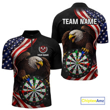 Load image into Gallery viewer, Personalized Eagle American Flag Darts Shirt For Men, Patriotic Darts Team Jersey Polo &amp; 1/4 Zip TDM6114