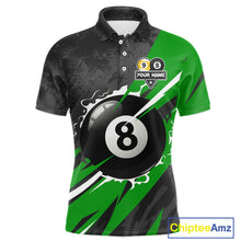 Load image into Gallery viewer, Black And Green 8 Ball &amp; 9 Ball Billiard Shirt For Men Custom Pool Team Jersey Polo &amp; 1/4 Zip TDM6363