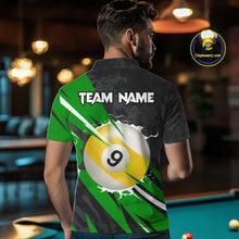 Load image into Gallery viewer, Black And Green 8 Ball &amp; 9 Ball Billiard Shirt For Men Custom Pool Team Jersey Polo &amp; 1/4 Zip TDM6363