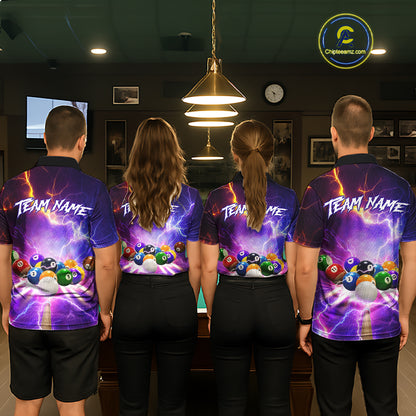 Custom Thunder Lightning Purple Pool Team Shirt For Women, Billiard Jersey Polo & Quarter Zip TDM6133