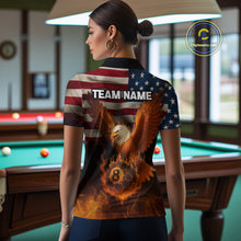 Load image into Gallery viewer, American Flag Eagle Fire 8 Ball Billiard Shirt For Women Custom Patriotic Billiard Pool Team Jersey TDM5087