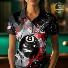 Load image into Gallery viewer, Funny 8 Ball Pool Billiard Shirts For Women Custom Smoke Splatter Billiard Team Jersey Polo &amp; 1/4 Zip TDM6617