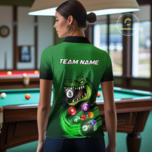 Load image into Gallery viewer, Green Funny Alligator 8 Ball Billiard Shirts For Women Custom Pool Team Jersey Polo &amp; Quarter Zip TDM6621