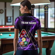 Load image into Gallery viewer, Purple 9 Ball Thunder Lightning Billiard Shirts For Women Custom Pool Team Jersey Polo &amp; 1/4 Zip TDM5979