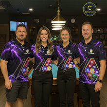 Load image into Gallery viewer, Purple 9 Ball Thunder Lightning Billiard Shirts For Women Custom Pool Team Jersey Polo &amp; 1/4 Zip TDM5979