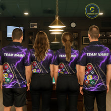 Load image into Gallery viewer, Purple 9 Ball Thunder Lightning Billiard Shirts For Women Custom Pool Team Jersey Polo &amp; 1/4 Zip TDM5979