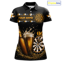 Load image into Gallery viewer, Custom Yellow Funny Dartboard Beer Darts Shirt For Women, Darts Team Jersey Polo &amp; Quarter Zip TDM6453