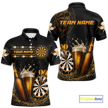 Load image into Gallery viewer, Custom Yellow Funny Dartboard Beer Darts Shirt For Men, Darts Team Jersey Polo &amp; Quarter Zip TDM6453