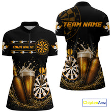 Load image into Gallery viewer, Custom Yellow Funny Dartboard Beer Darts Shirt For Women, Darts Team Jersey Polo &amp; Quarter Zip TDM6453