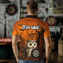 Load image into Gallery viewer, Personalized Orange Funny Owl Halloween Darts Shirt For Men Custom Pumpkin Darts Jersey TDM4929