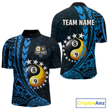 Load image into Gallery viewer, Custom Blue Tribal 8 Ball &amp; 9 Ball Yin And Yang Billiard Shirt For Men, Funny Pool Team Jersey TDM5845