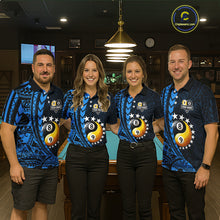 Load image into Gallery viewer, Custom Blue Tribal 8 Ball &amp; 9 Ball Yin And Yang Billiard Shirt For Men, Funny Pool Team Jersey TDM5845
