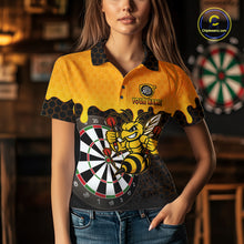 Load image into Gallery viewer, Personalized Yellow Black Funny Bee Darts Shirt For Women, Darts Team Jersey Polo &amp; Quarter Zip TDM6004