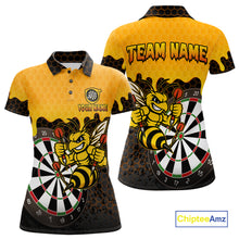 Load image into Gallery viewer, Personalized Yellow Black Funny Bee Darts Shirt For Women, Darts Team Jersey Polo &amp; Quarter Zip TDM6004