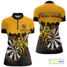 Load image into Gallery viewer, Personalized Yellow Black Funny Bee Darts Shirt For Women, Darts Team Jersey Polo &amp; Quarter Zip TDM6004