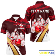 Load image into Gallery viewer, Personalized Red Strike Ball Bowling Shirt For Men Custom Team Bowling Jersey Polo &amp; 1/4 Zip TDM6244