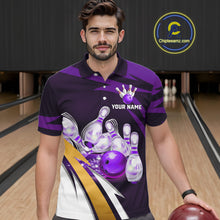 Load image into Gallery viewer, Personalized Purple Strike Ball Bowling Shirt For Men Custom Team Bowling Jersey Polo &amp; 1/4 Zip TDM6245