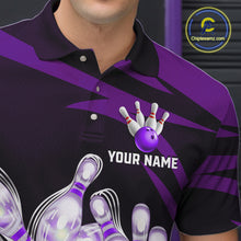 Load image into Gallery viewer, Personalized Purple Strike Ball Bowling Shirt For Men Custom Team Bowling Jersey Polo &amp; 1/4 Zip TDM6245
