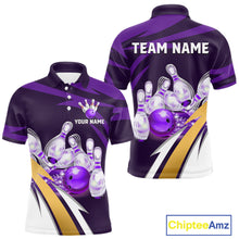 Load image into Gallery viewer, Personalized Purple Strike Ball Bowling Shirt For Men Custom Team Bowling Jersey Polo &amp; 1/4 Zip TDM6245
