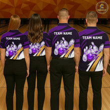 Load image into Gallery viewer, Personalized Purple Strike Ball Bowling Shirt For Men Custom Team Bowling Jersey Polo &amp; 1/4 Zip TDM6245